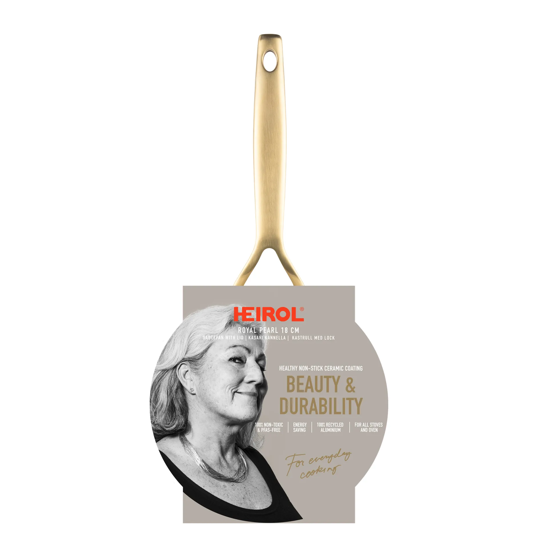 Casseruola con coperchio Heirol Royal Pearl Ø18 cm, Oro bianco Heirol