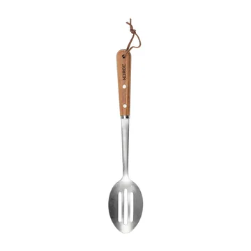 Cucchiaio da portata in acciaio inox con foro 34 cm - Faggio - Heirol