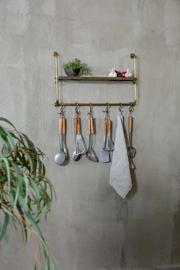 Cucchiaio da portata in acciaio inox con foro 34 cm - Faggio - Heirol
