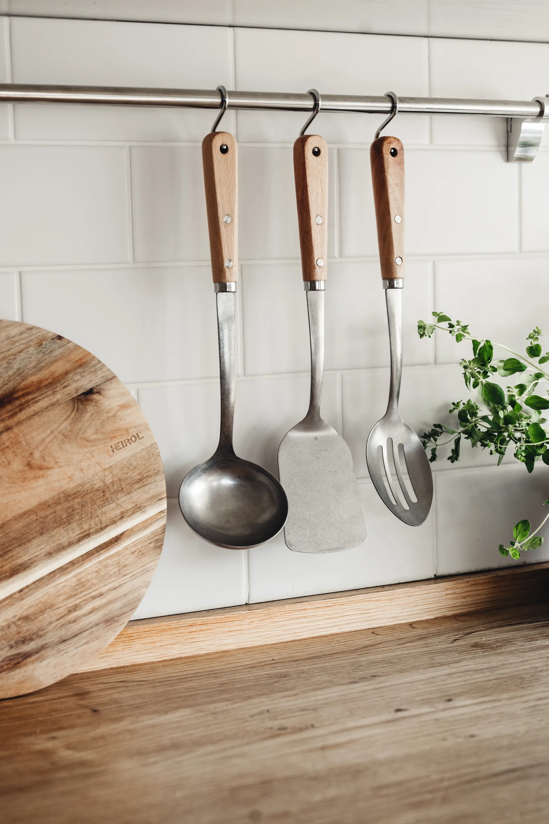 Spatola acciaio inox 36 cm, Faggio Heirol