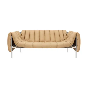 Divano a 2,5 posti Puffy 205 cm - Sand leather-acciaio inossidabile - Hem