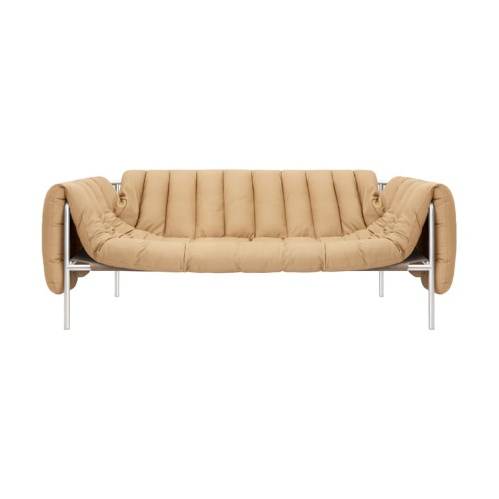 Divano a 2,5 posti Puffy 205 cm - Sand leather-acciaio inossidabile - Hem