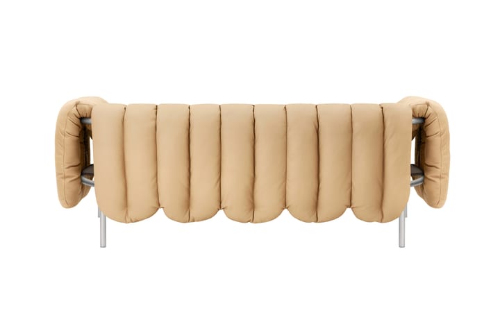 Divano a 2,5 posti Puffy 205 cm, Sand leather-acciaio inossidabile Hem