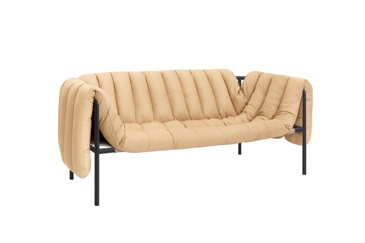 Divano a 2,5 posti Puffy 205 cm, Sand leather-black grey Hem