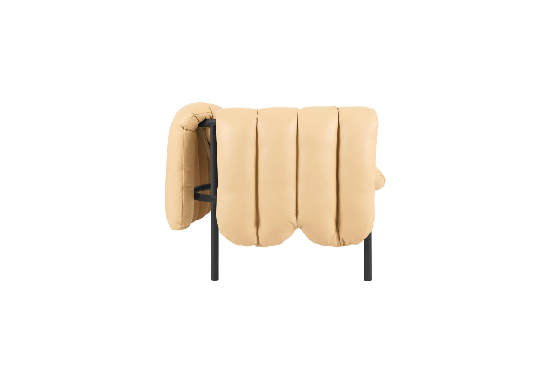 Divano a 2,5 posti Puffy 205 cm, Sand leather-black grey Hem