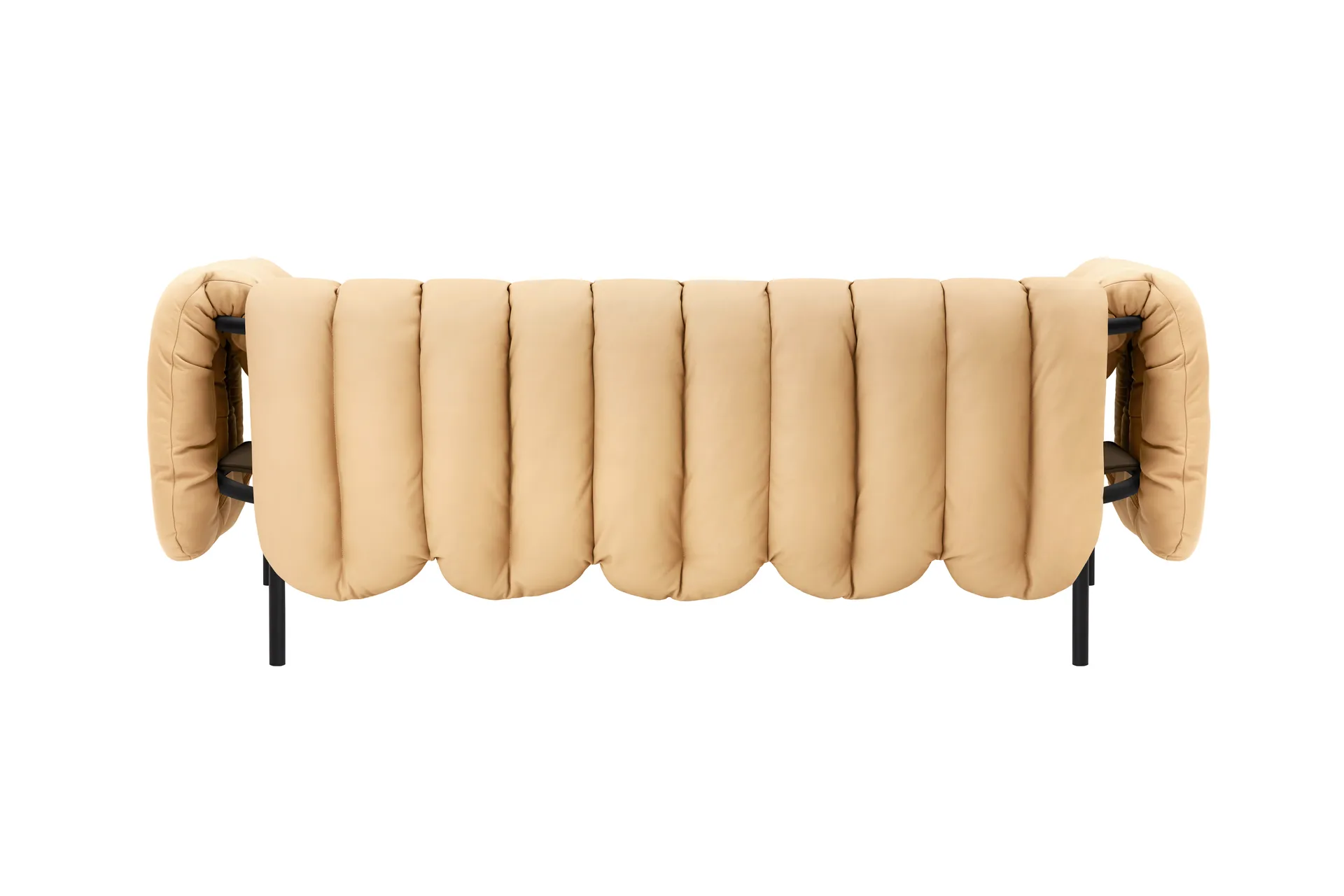 Divano a 2,5 posti Puffy 205 cm, Sand leather-black grey Hem