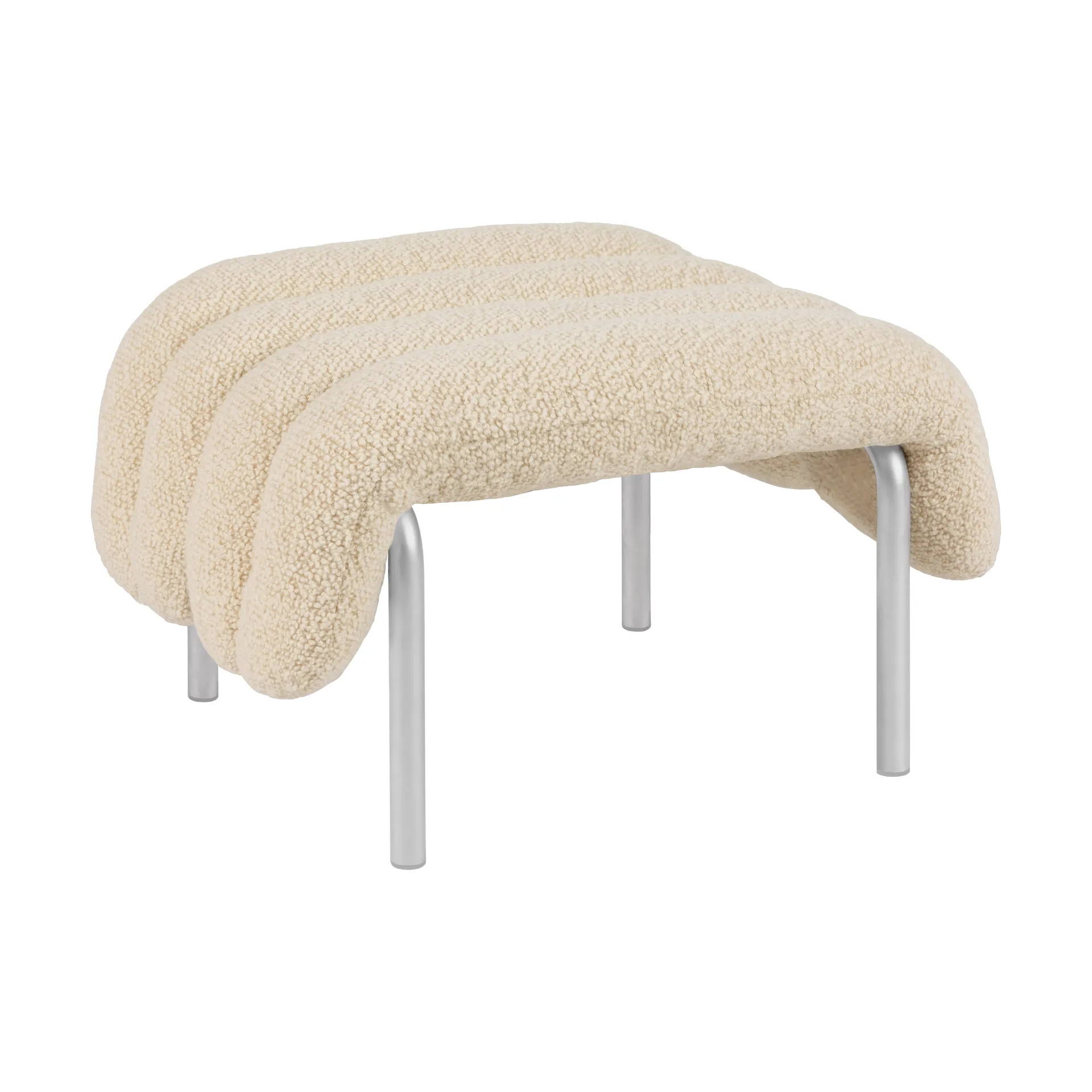 Poggiapiedi Puffy 58x67 cm, Eggshell-acciaio inossidabile Hem