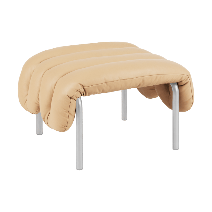 Poggiapiedi Puffy 58x67 cm - Sand leather-acciaio inossidabile - Hem