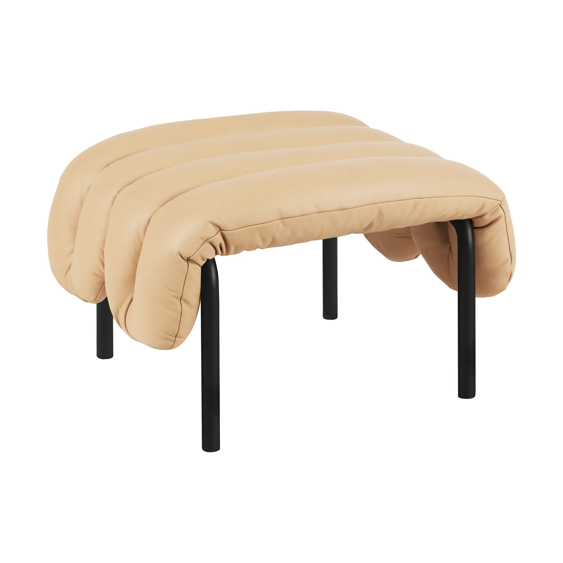 Poggiapiedi Puffy 58x67 cm, Sand leather-black grey Hem