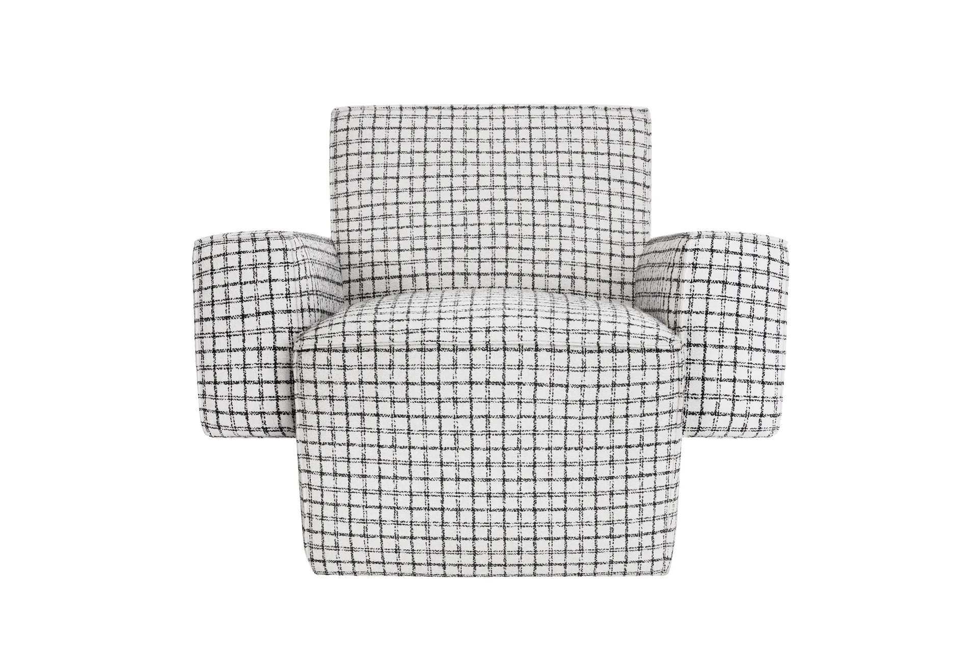 Poltrona lounge Hunk con braccioli, Checkered black/white Hem