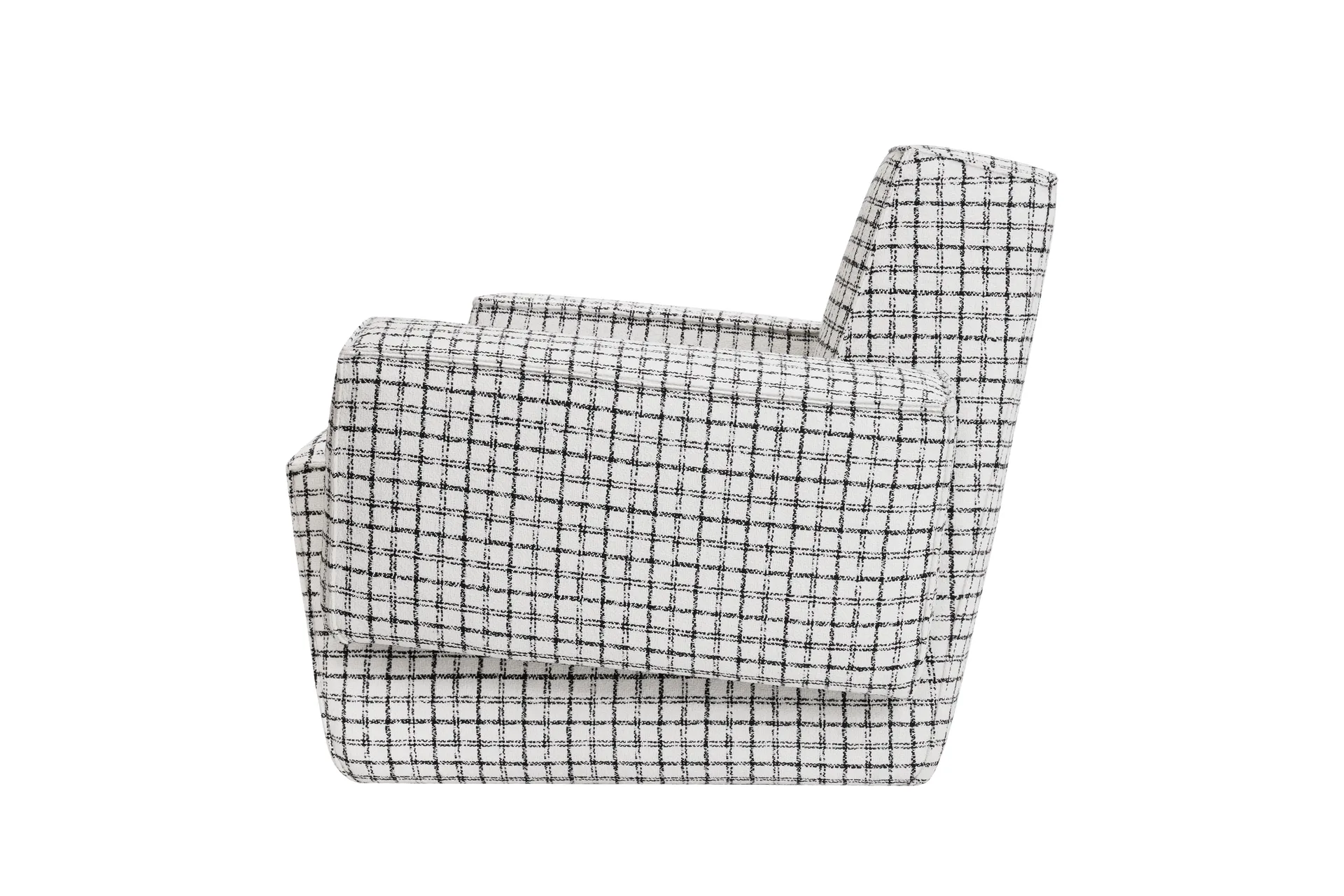 Poltrona lounge Hunk con braccioli, Checkered black/white Hem