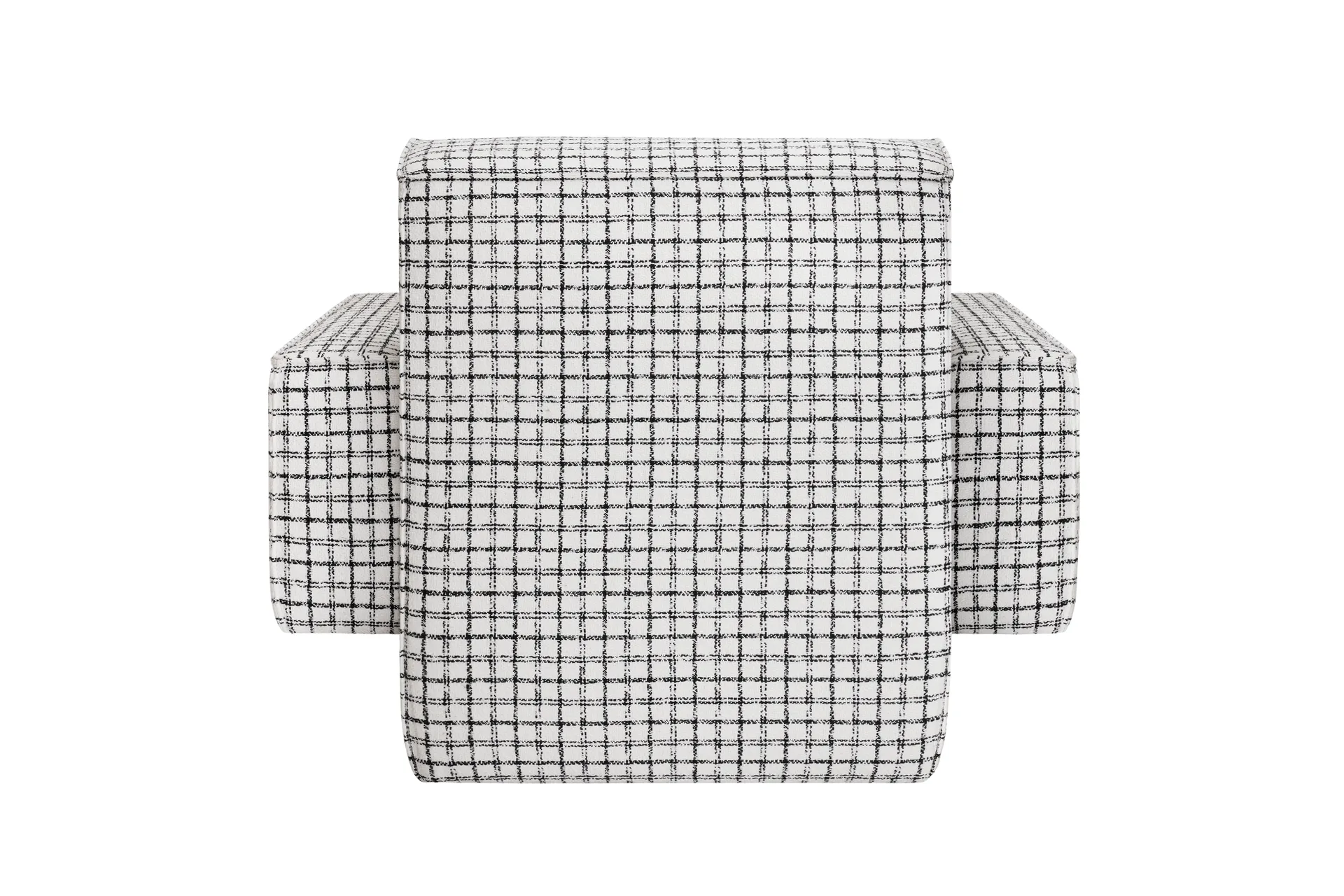 Poltrona lounge Hunk con braccioli, Checkered black/white Hem