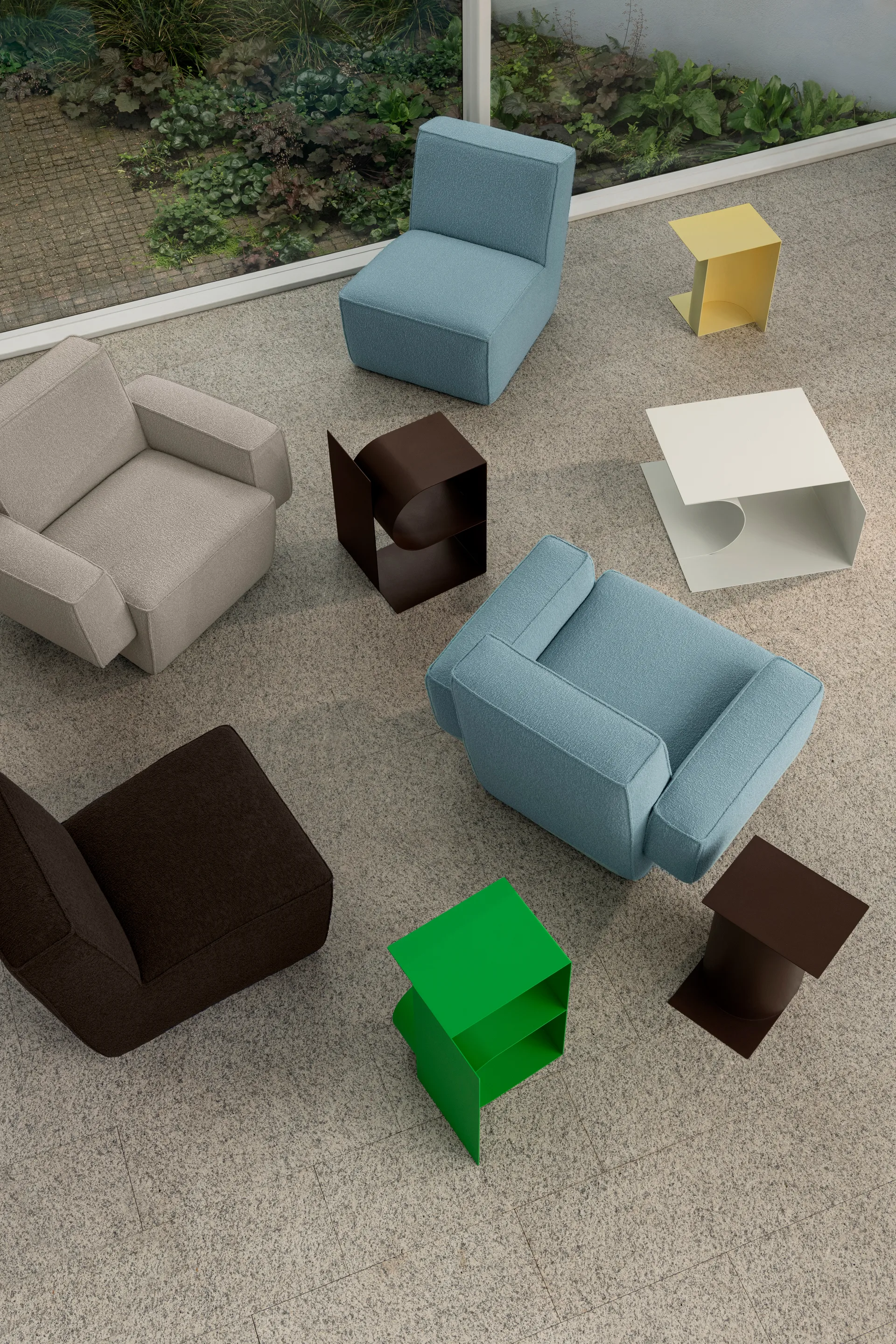 Poltrona lounge Hunk con braccioli, Icicle Hem