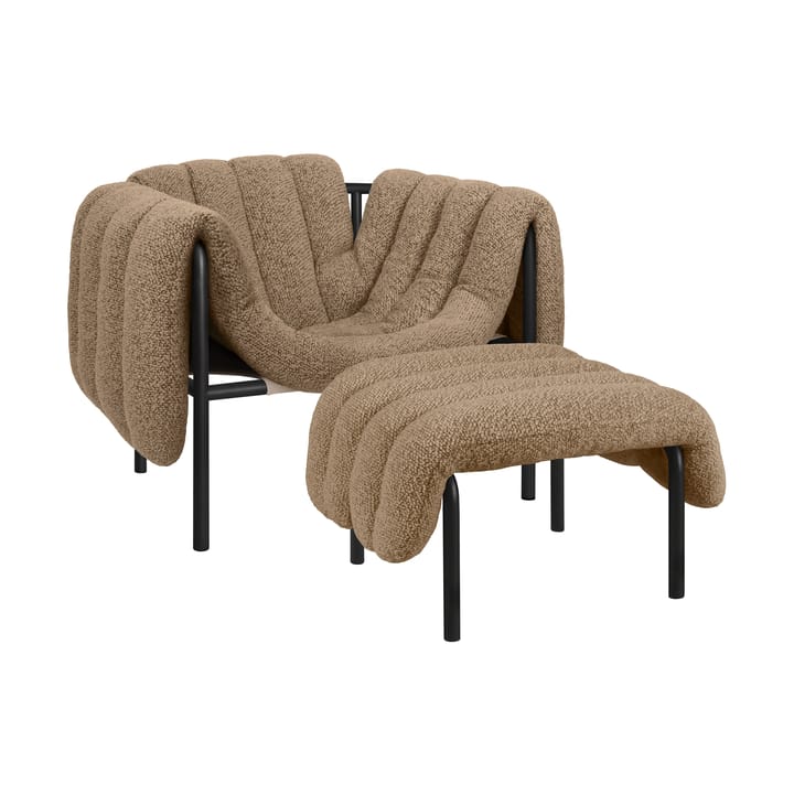 Poltrona lounge + poggiapiedi Puffy - Sawdust-black grey - Hem