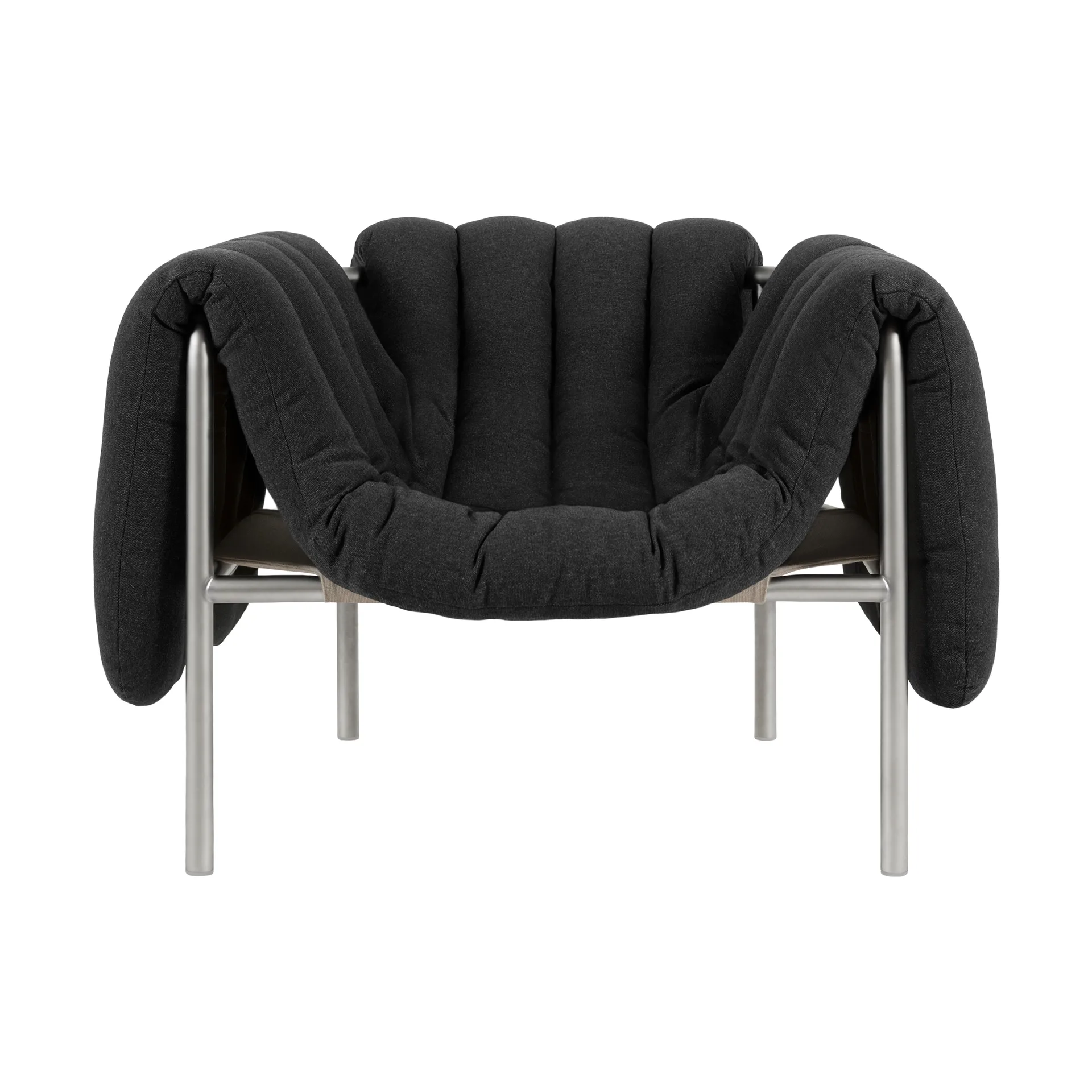 Poltrona lounge Puffy, Anthracite-acciaio inossidabile Hem