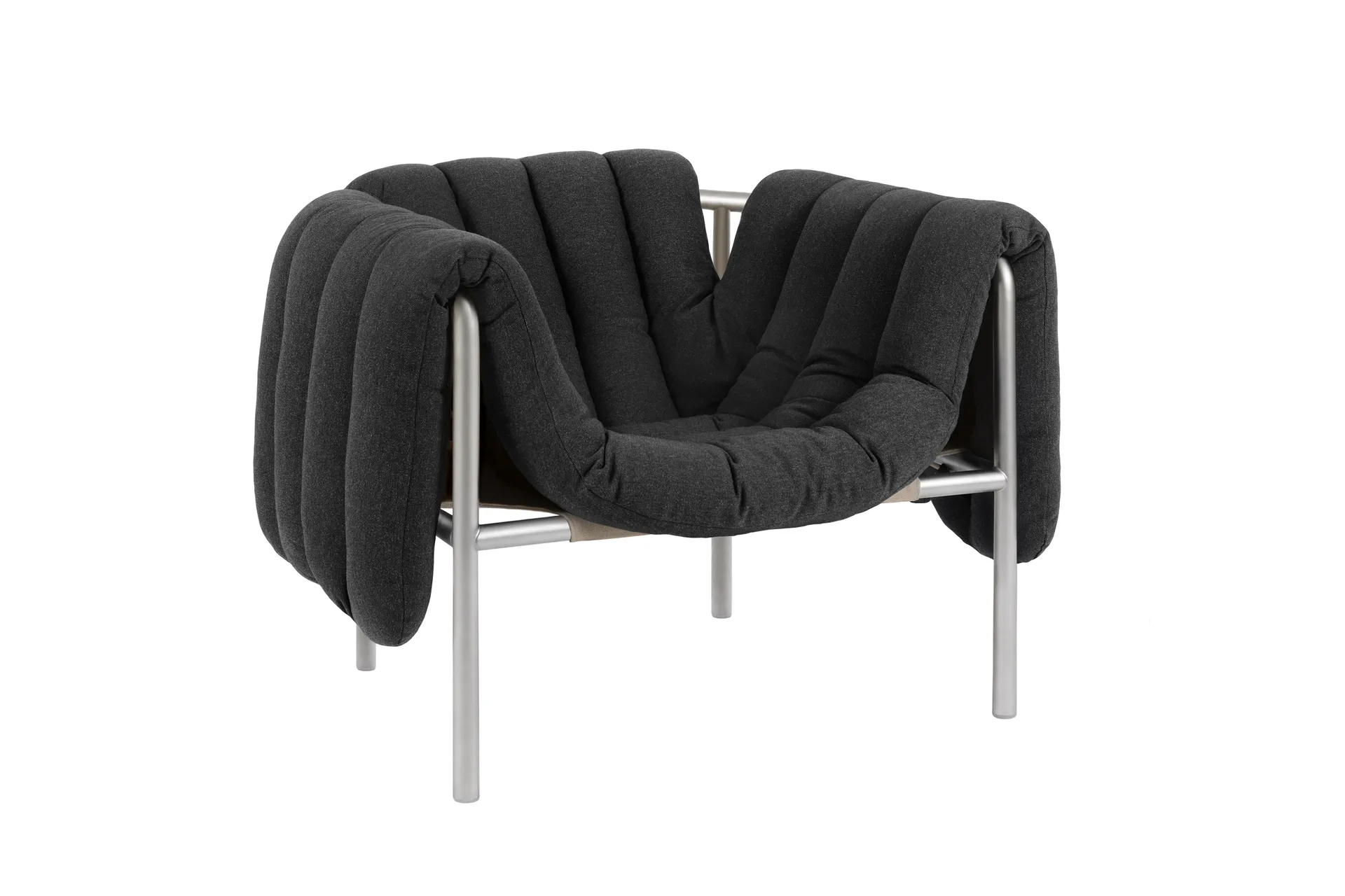 Poltrona lounge Puffy, Anthracite-acciaio inossidabile Hem