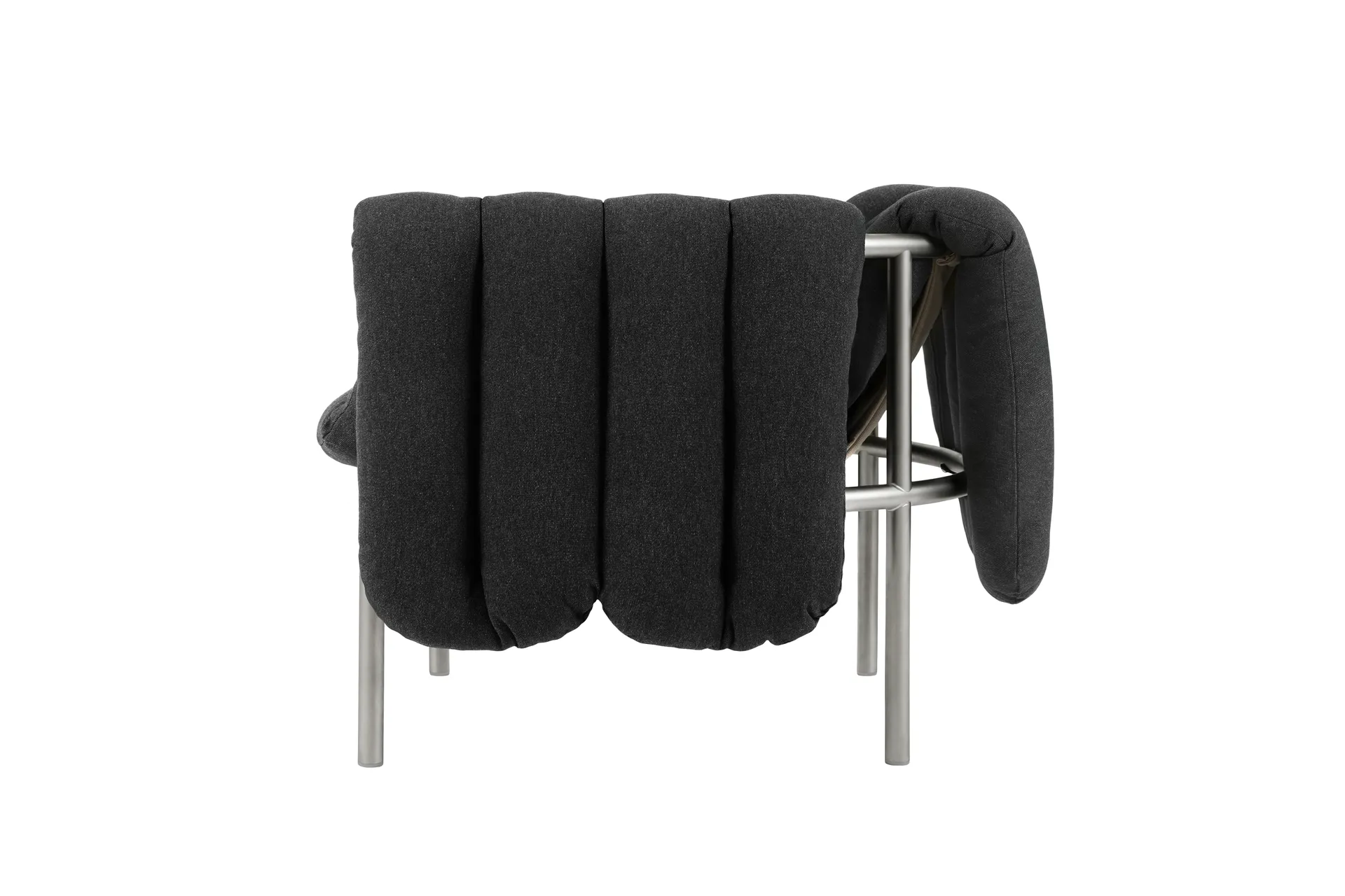 Poltrona lounge Puffy, Anthracite-acciaio inossidabile Hem
