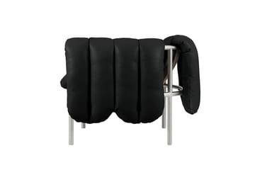 Poltrona lounge Puffy - Black leather-acciaio inossidabile - Hem