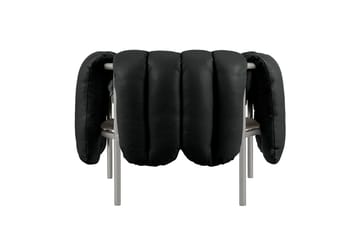 Poltrona lounge Puffy - Black leather-acciaio inossidabile - Hem
