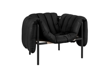 Poltrona lounge Puffy - Black leather-black grey - Hem