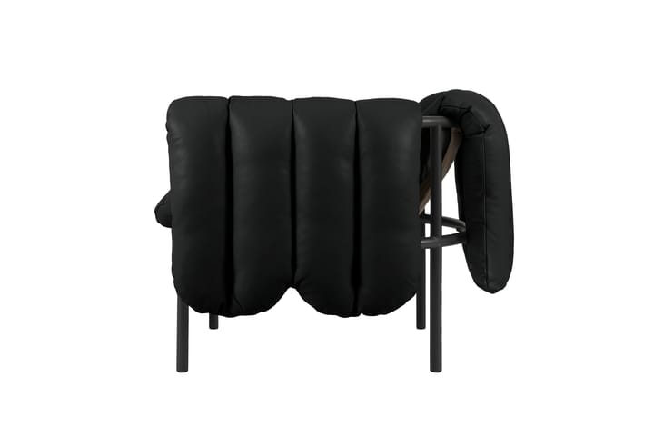 Poltrona lounge Puffy, Black leather-black grey Hem