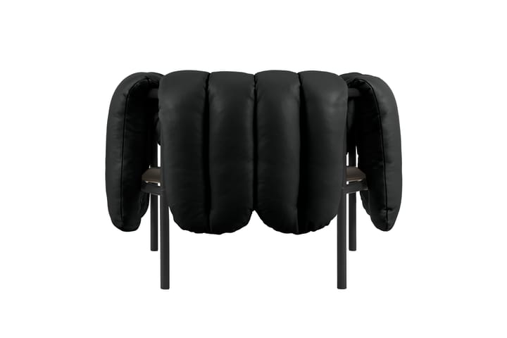 Poltrona lounge Puffy, Black leather-black grey Hem