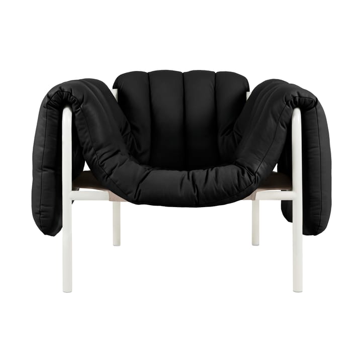 Poltrona lounge Puffy - Black leather-cream - Hem
