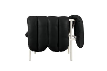 Poltrona lounge Puffy - Black leather-cream - Hem