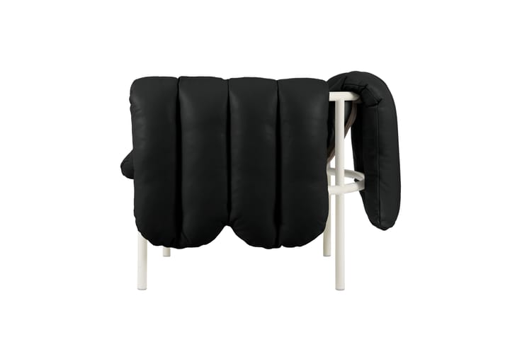 Poltrona lounge Puffy, Black leather-cream Hem