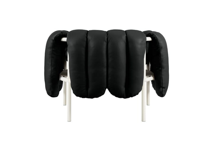 Poltrona lounge Puffy, Black leather-cream Hem