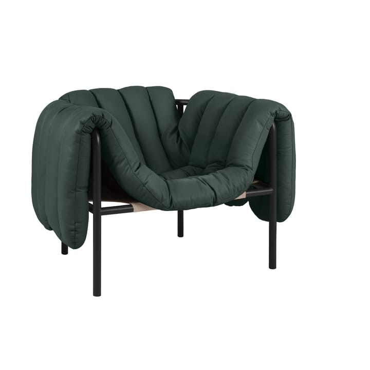 Poltrona lounge Puffy - Dark green leather-black grey - Hem