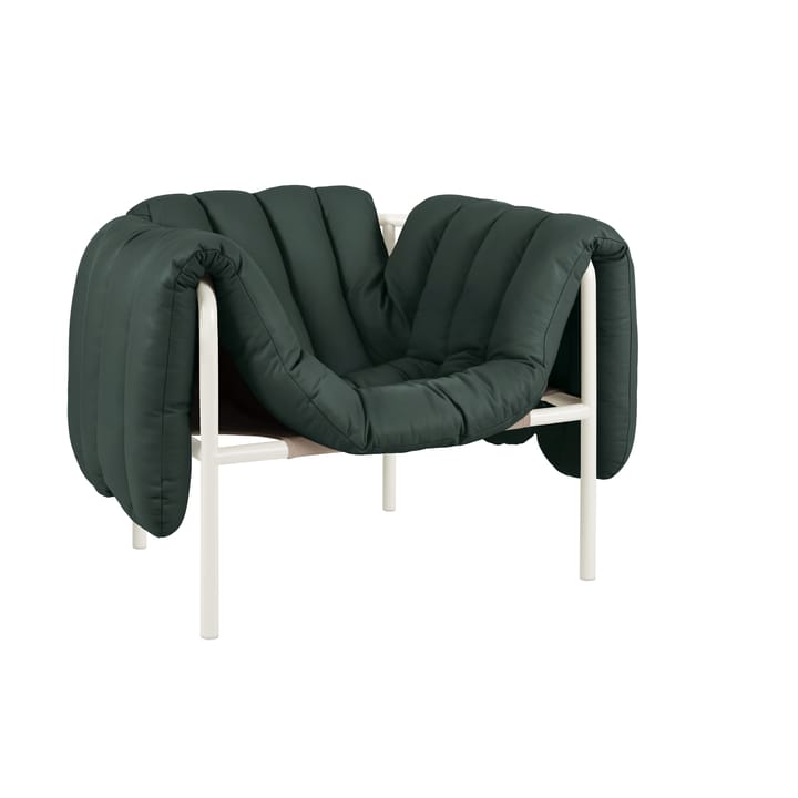 Poltrona lounge Puffy - Dark green leather-cream - Hem