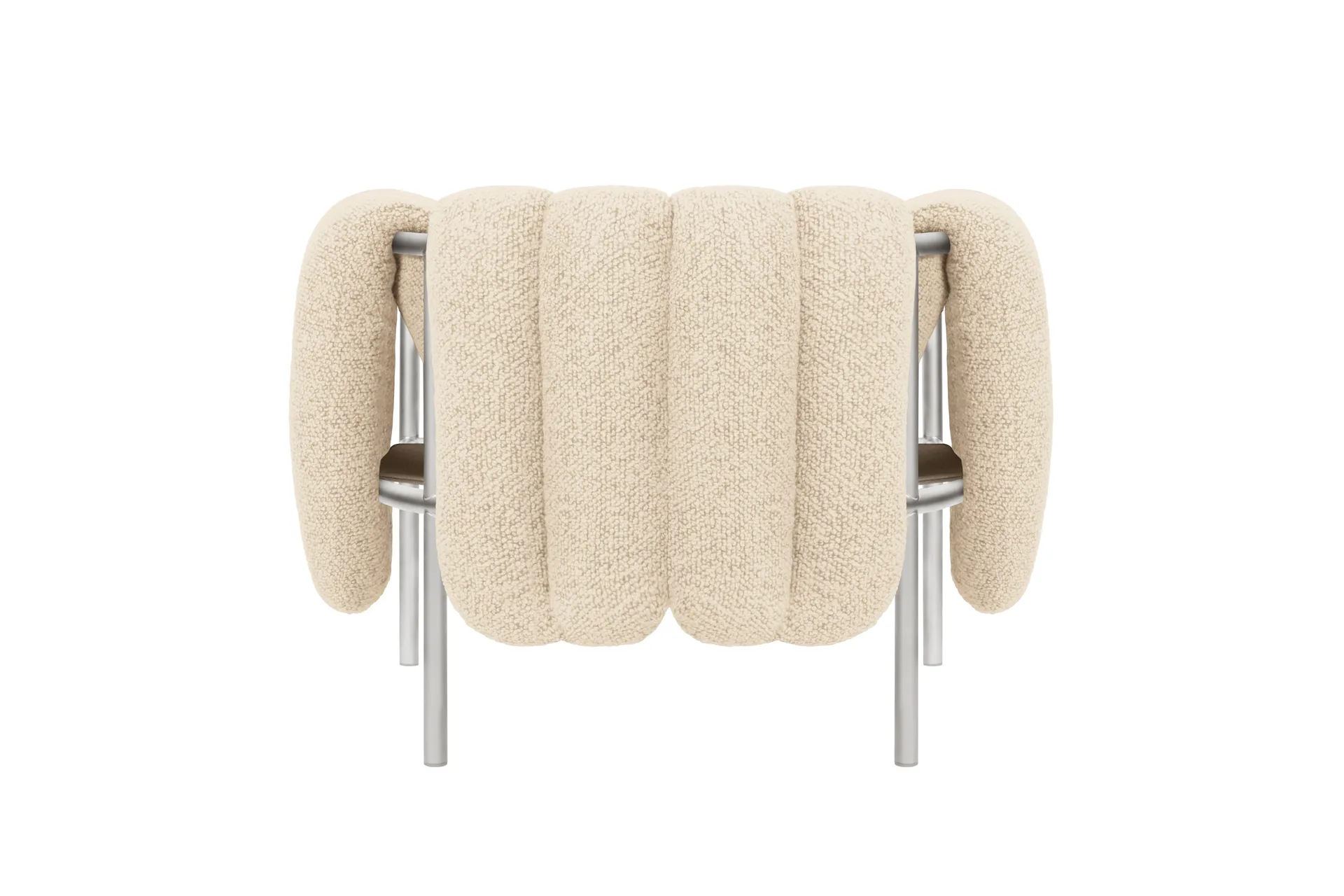 Poltrona lounge Puffy, Eggshell-acciaio inossidabile Hem