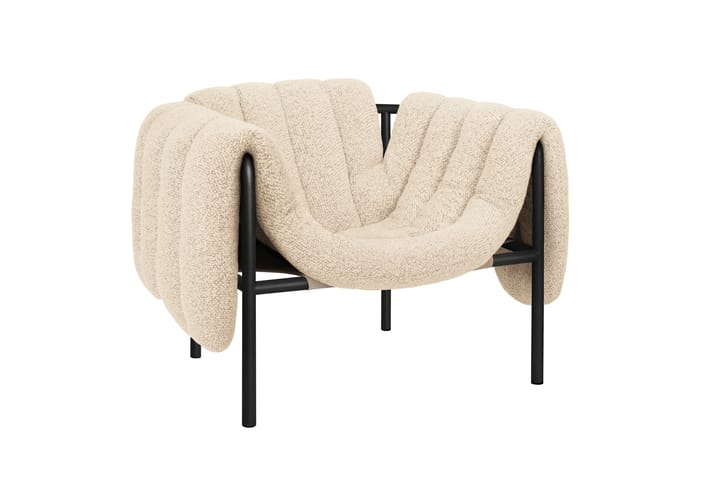 Poltrona lounge Puffy, Eggshell-black grey Hem