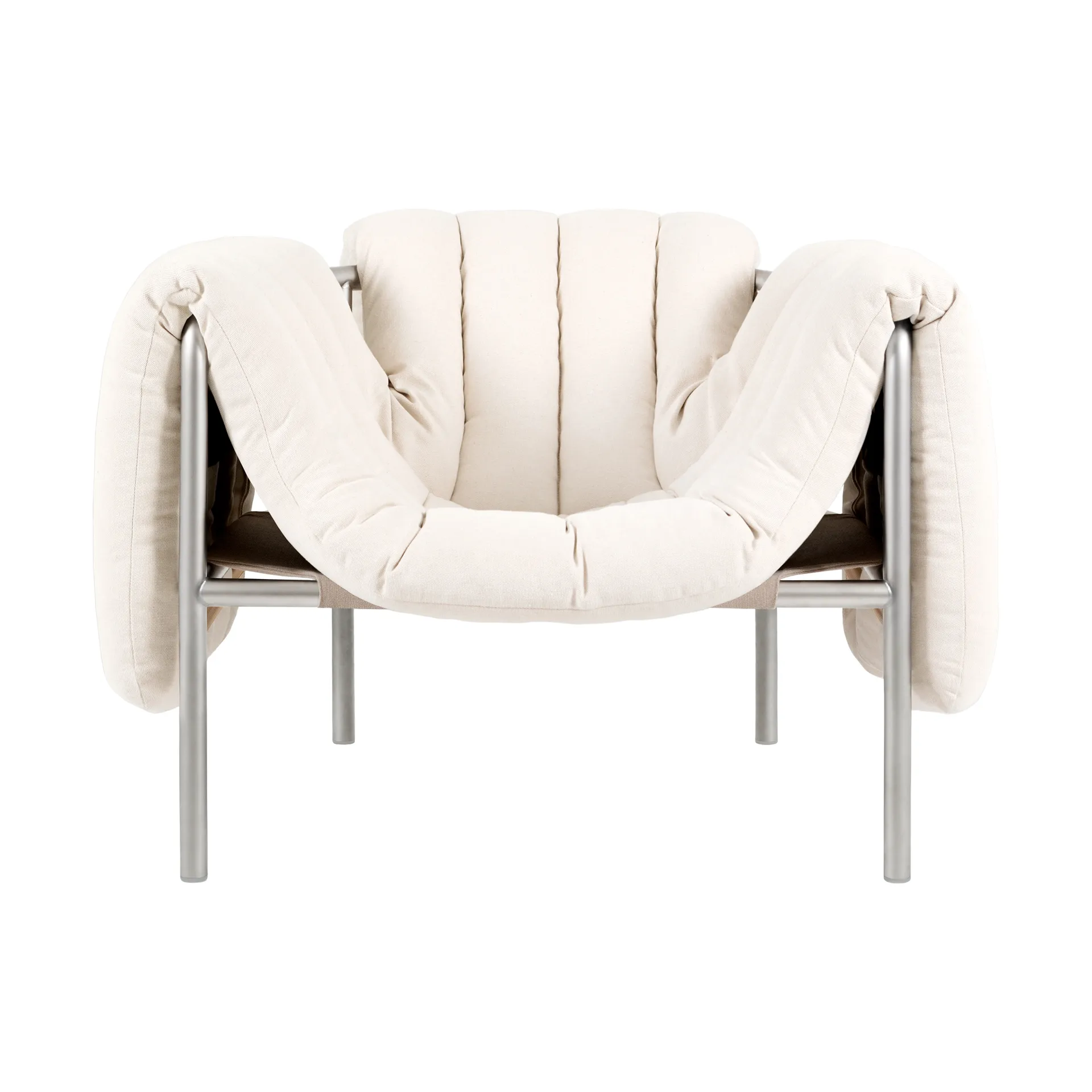 Poltrona lounge Puffy, Natural-acciaio inossidabile Hem