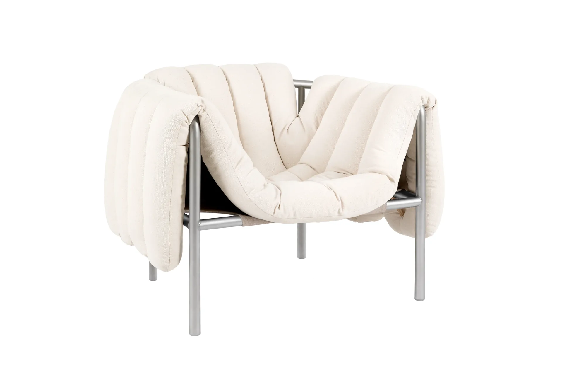 Poltrona lounge Puffy, Natural-acciaio inossidabile Hem