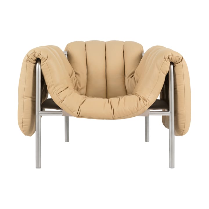 Poltrona lounge Puffy - Sand leather-acciaio inossidabile - Hem