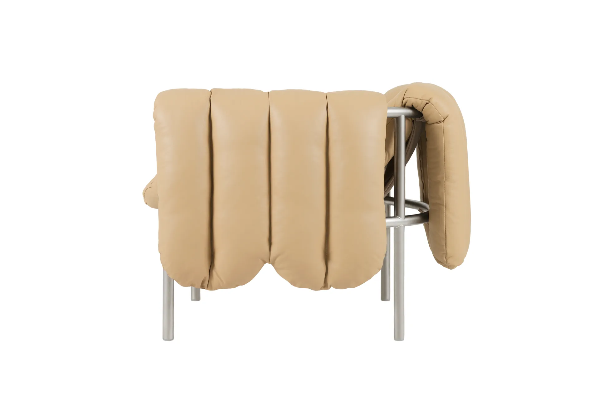 Poltrona lounge Puffy, Sand leather-acciaio inossidabile Hem
