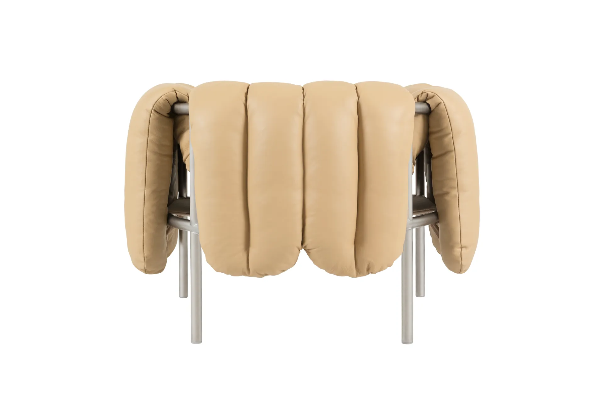 Poltrona lounge Puffy, Sand leather-acciaio inossidabile Hem