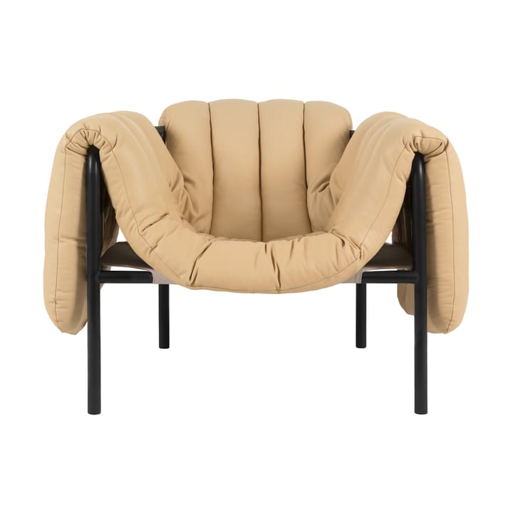 Poltrona lounge Puffy - Sand leather-black grey - Hem