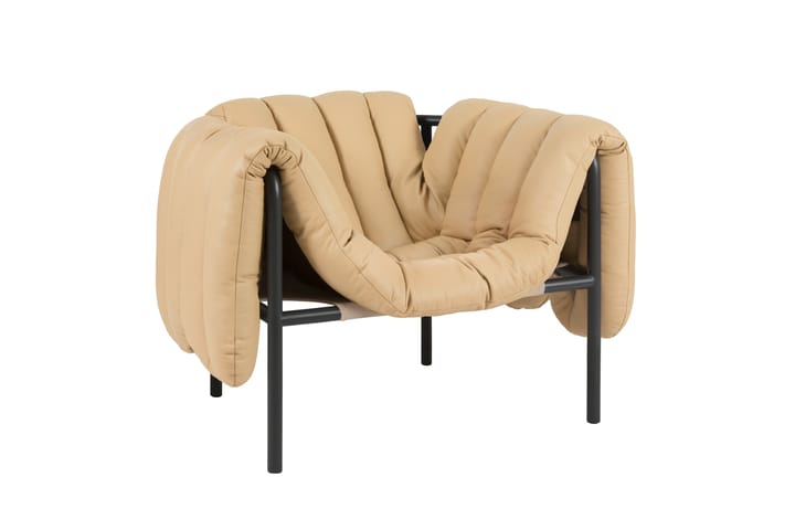 Poltrona lounge Puffy, Sand leather-black grey Hem