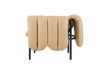 Poltrona lounge Puffy - Sand leather-black grey - Hem