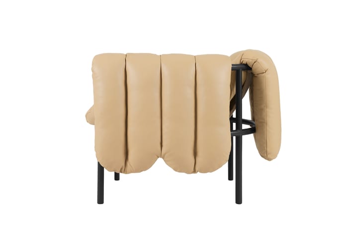 Poltrona lounge Puffy, Sand leather-black grey Hem