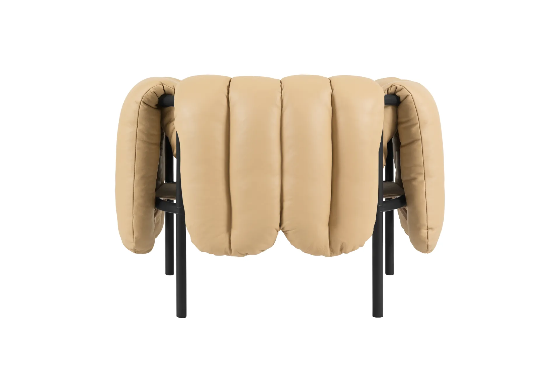 Poltrona lounge Puffy, Sand leather-black grey Hem