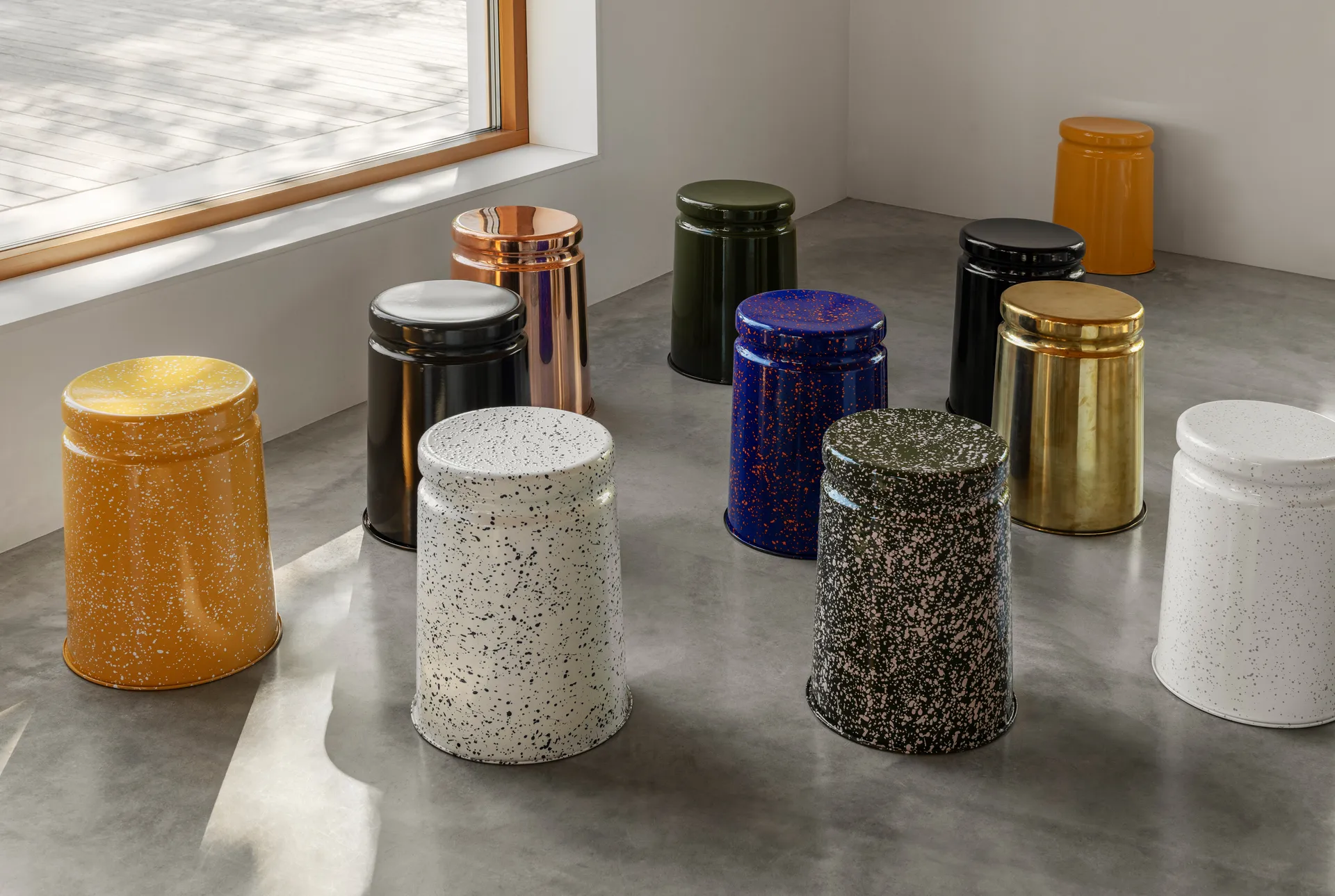 Sgabello Last Ø32x44 cm, Black-white splatter Hem