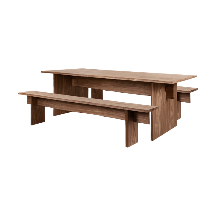 Tavolo da pranzo Bookmatch con panche 220 cm - Noce - Hem