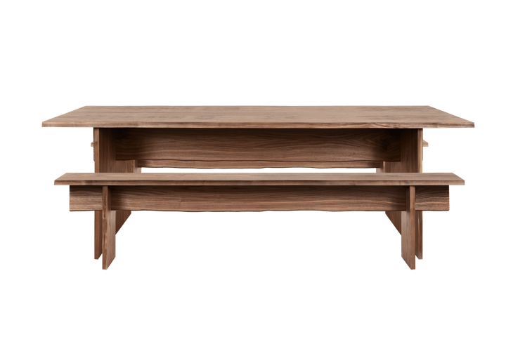 Tavolo da pranzo Bookmatch con panche 220 cm, Noce Hem