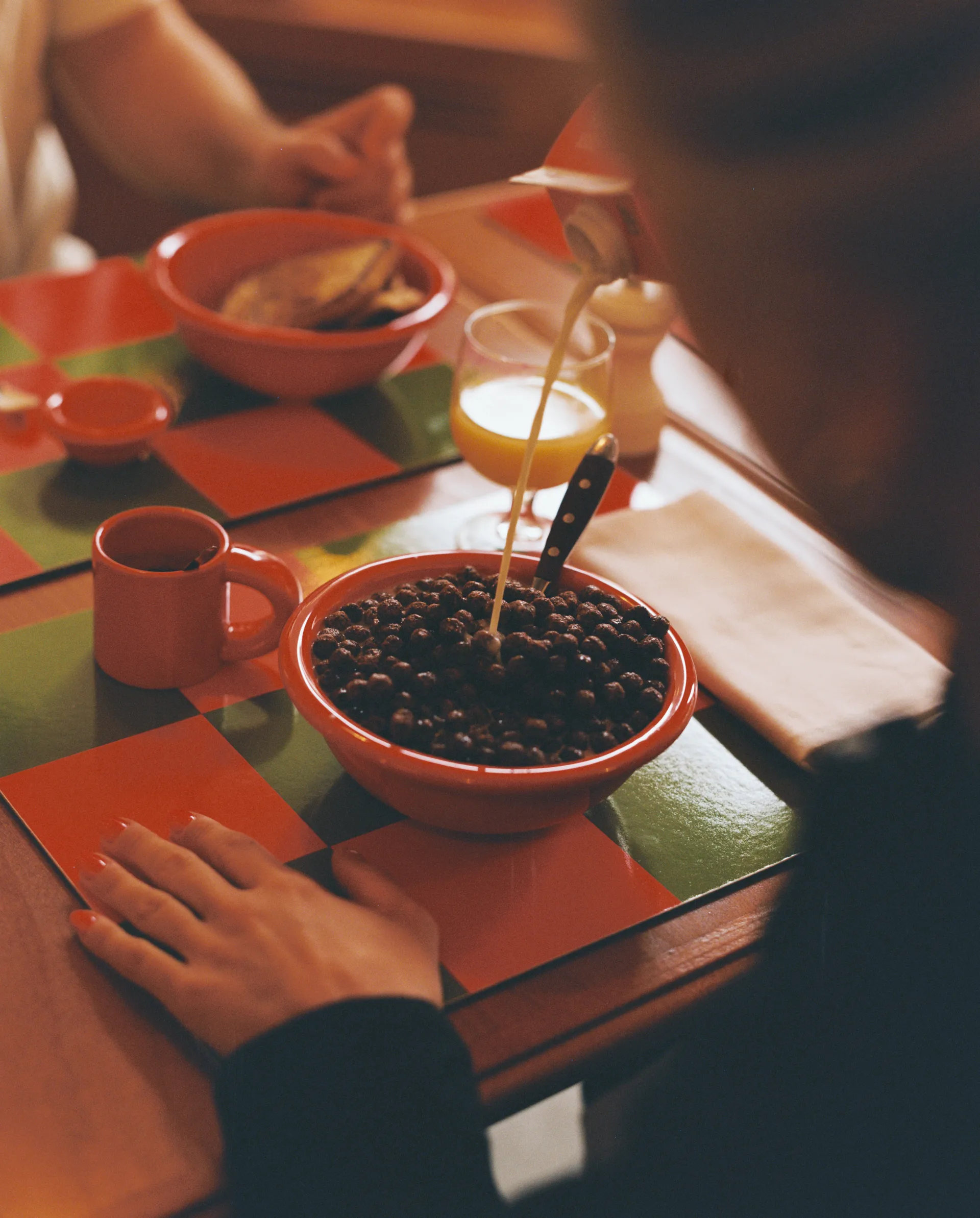 Tovaglietta Check 30x40 cm 2 pezzi, Butter-burgundy Hem