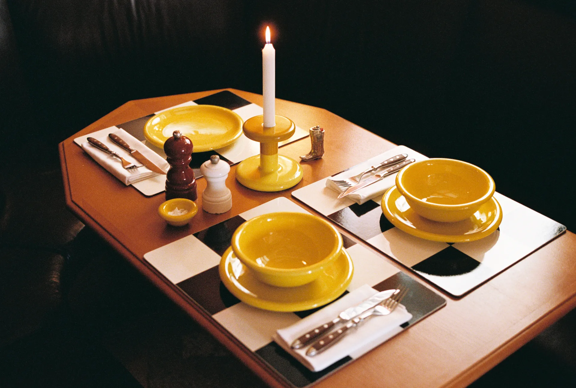 Tovaglietta Check 30x40 cm 2 pezzi, Butter-burgundy Hem