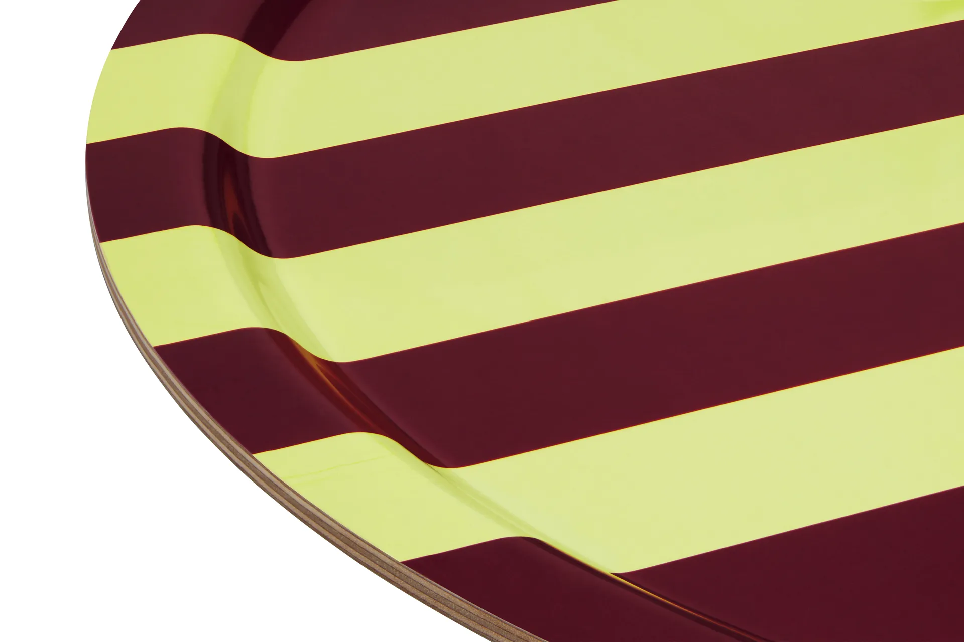 Vassoio Stripe Large Ø65 cm, Butter-burgundy Hem